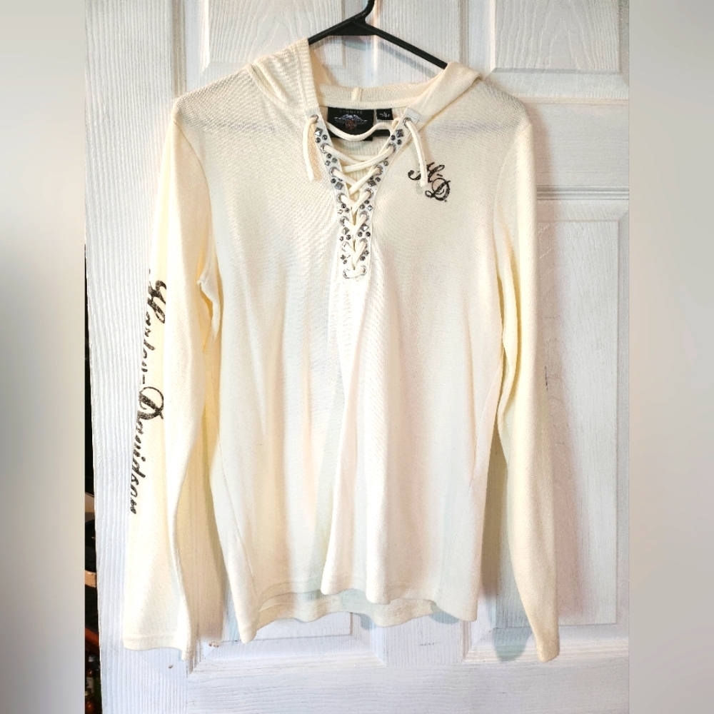 Harley Davidson Large Women's white long sleeve shirt